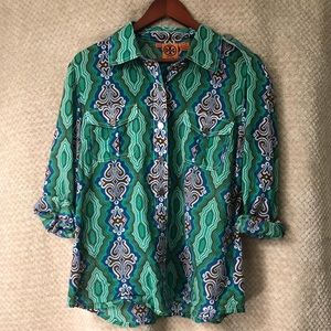 TORY BURCH Size 10 Sheer Button Down Blouse!